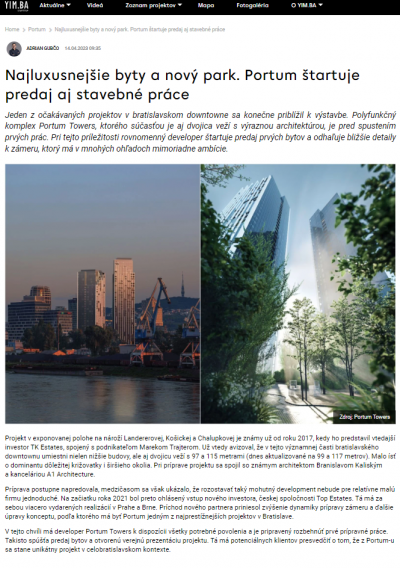 YIM.BA: NAJLUXUSNEJŠIE BYTY A NOVÝ PARK